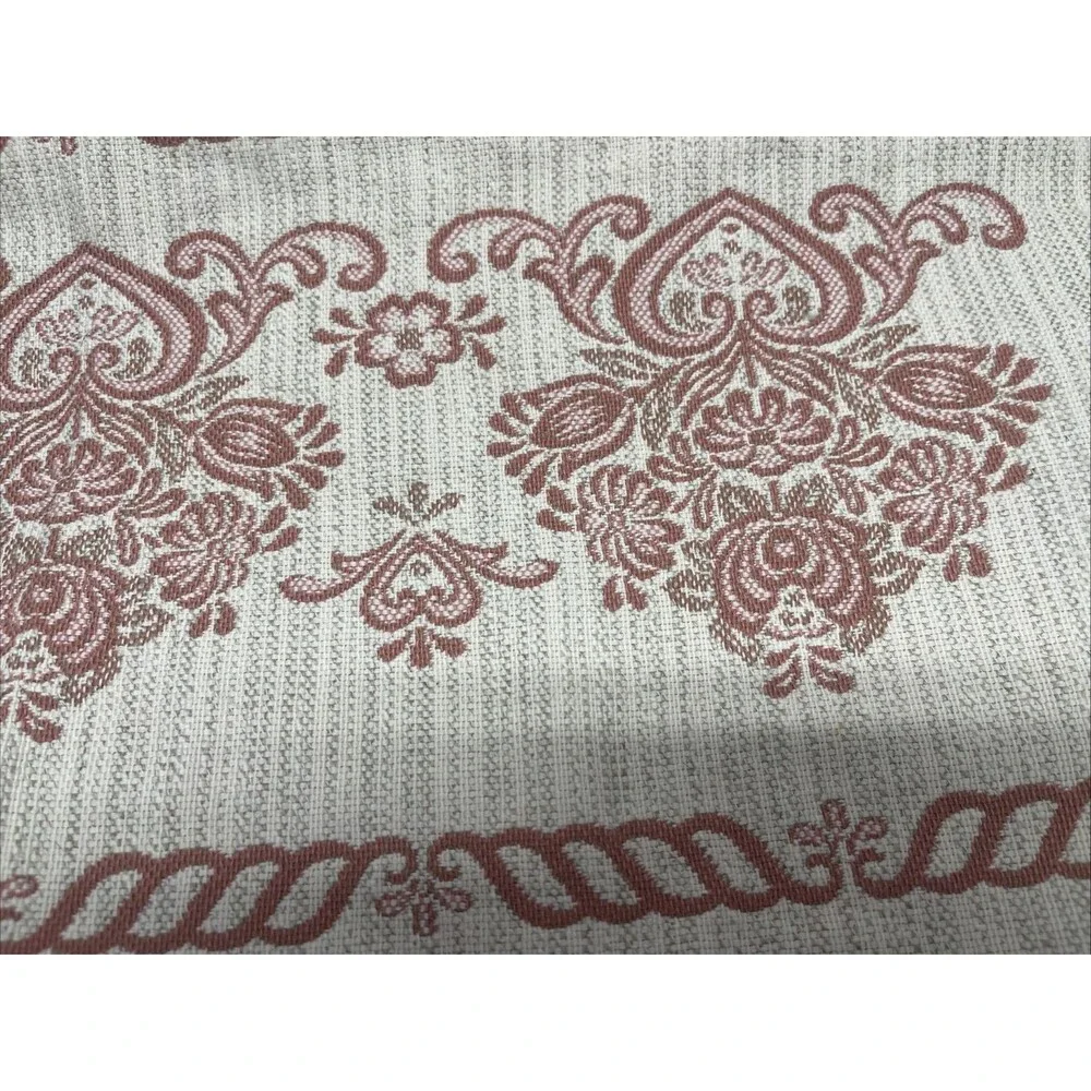Vintage MCM Austrian Woven Table Runner Mauve Floral Cottagecore Shabby Chic